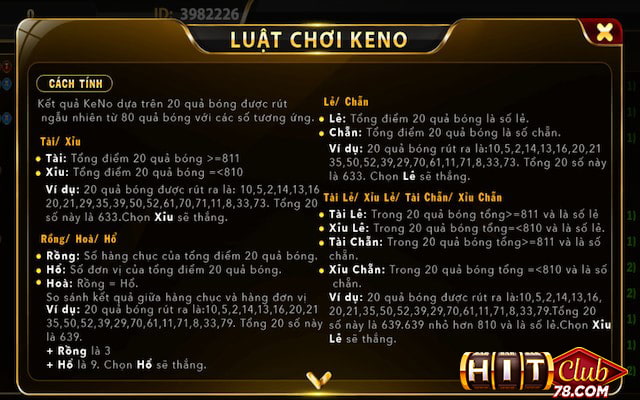 Kèo Rồng Hổ Hoà keno Hitclub