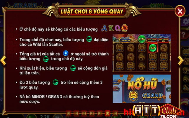 Luật chơi 8 vòng quay trong kho báu tứ linh Hitclub