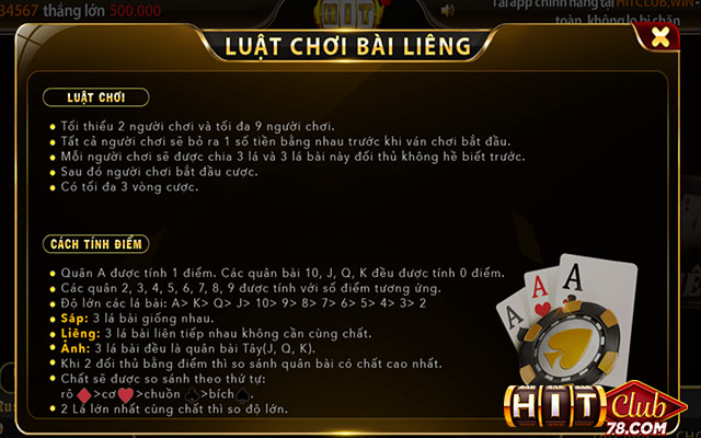 Luật chơi Liêng Hitclub đầy đủ