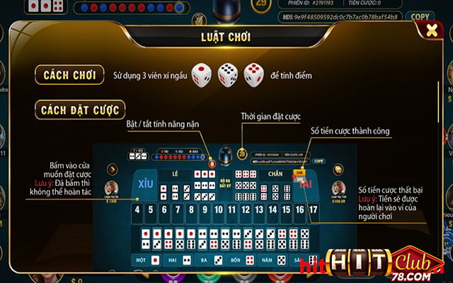 Luật cược sicbo hitclub