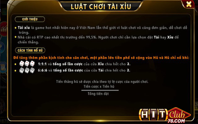 Luật chơi tài xỉu tại Hitclub khá đơn giản