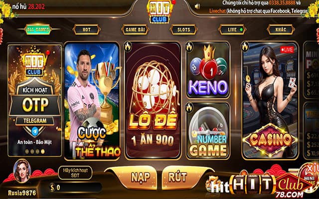 Trên màn hình trang chủ hitclub chọn lô đề 1 ăn 900