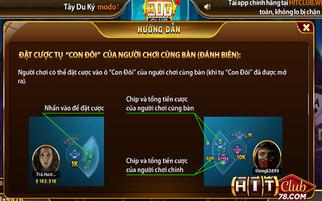 Cách cược cửa “Con Đôi” theo người chơi cùng bàn