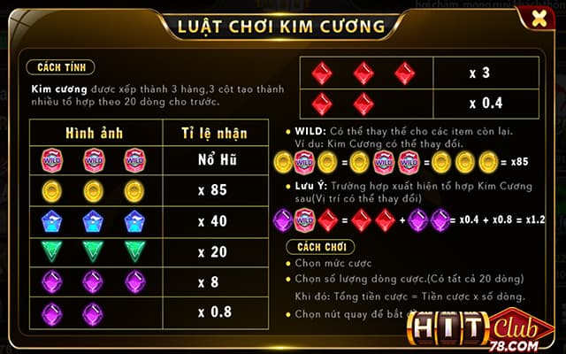 Luật chơi Kim Cương Hitclub cơ bản