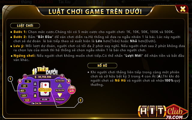 Luật chơi game trên dưới hitclub cần nhớ