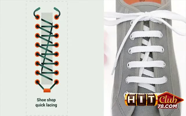 Cột dây giày kiểu thắt dây chéo vắt lên trên